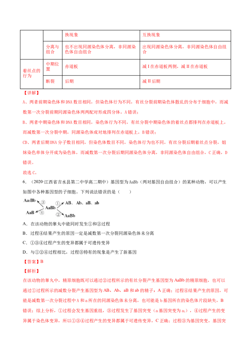 解密08有丝分裂和减数分裂（分层训练）（解析版）_新高考复习资料_2021年新高考资料_高频考点解密2021年高考生物二轮复习讲义+分层训练4.7更新