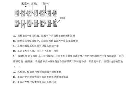 解密17发酵工程（分层训练)（原版卷）_通用版（老高考）复习资料_2023年复习资料_二轮复习_高频考点解密2023年高考生物二轮复习讲义+分层训练（全国通用）