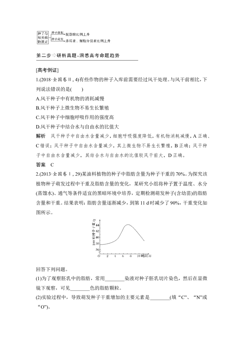 补上一课1探究&ldquo;种子形成与萌发&rdquo;过程中的物质变化_新高考复习资料_2022年新高考复习资料_2022年一轮复习最新版_1.2022年高考生物一轮复习全国通用版_赠送word习题库