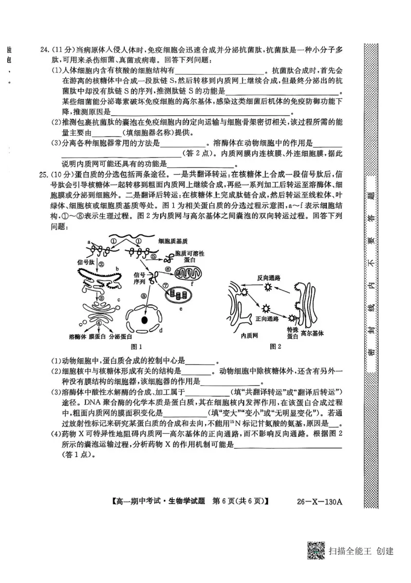 黑龙江省龙东十校联盟2025-2026学年高一上学期期中考试生物试题含答案_2025年11月高一试卷_251113黑龙江省龙东十校联盟2025-2026学年高一上学期期中考试