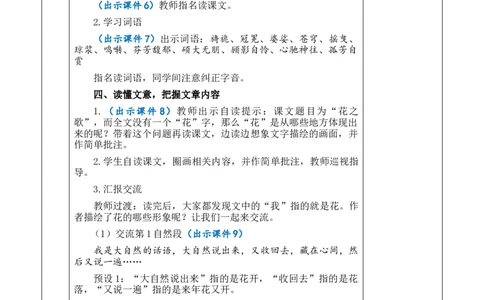4花之歌教案_6上语文-保存转存之后查看_03第1套课件+教案配套部编六上语文_1第一单元_4花之歌