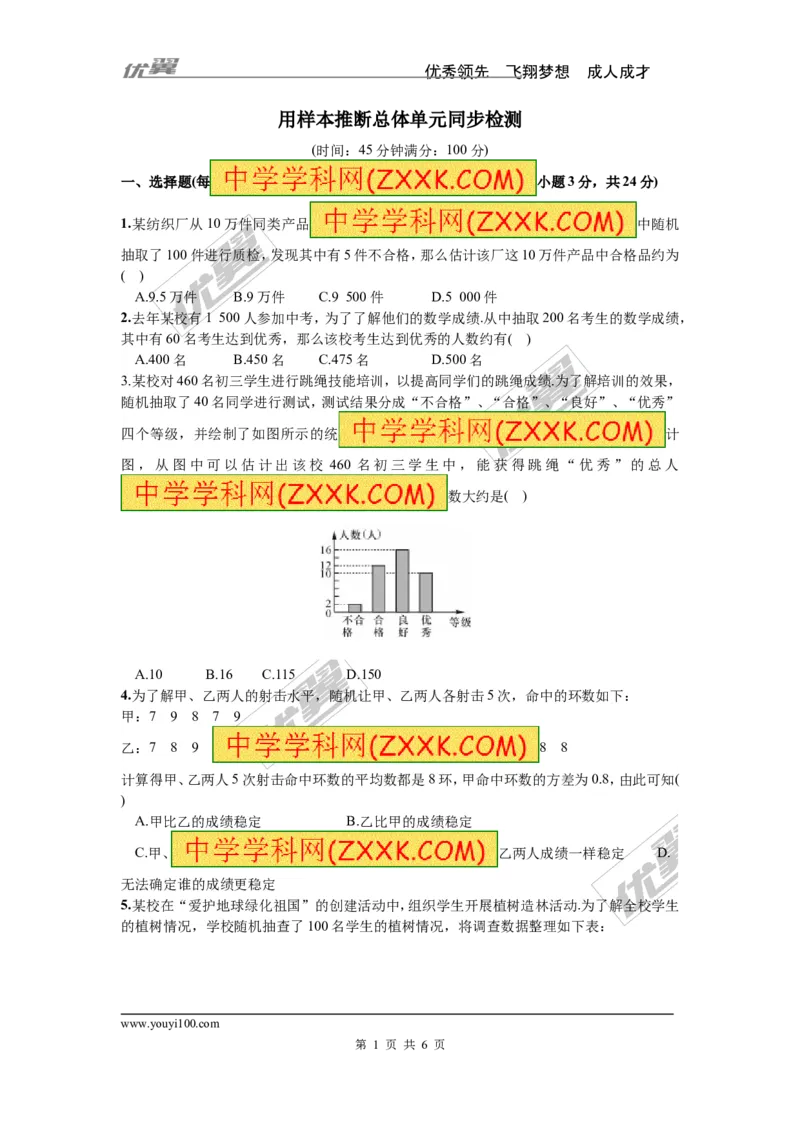 第5章检测题_湘教版初中数学课件_数学湘教版9上教案PPT课件配套资料_数学湘教版初中9年级上册--6.各阶段精品试题_复习资料