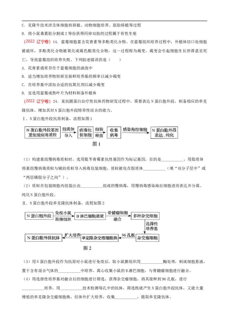 解密18细胞工程（讲义）（学生版）_通用版（老高考）复习资料_2023年复习资料_二轮复习_高频考点解密2023年高考生物二轮复习讲义+分层训练（全国通用）