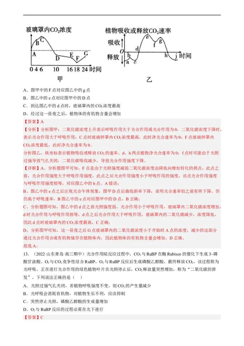 解密04细胞的能量供应和利用（分层训练)（解析版）_通用版（老高考）复习资料_2023年复习资料_二轮复习_高频考点解密2023年高考生物二轮复习讲义+分层训练（全国通用）
