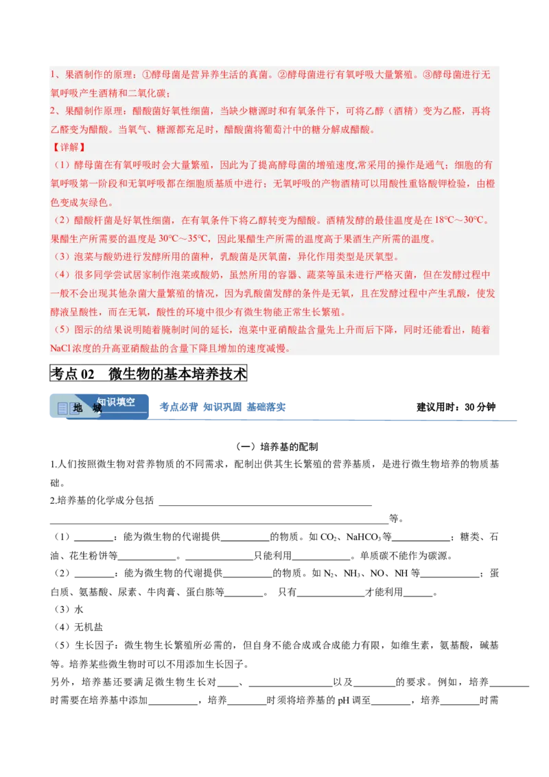 考点通关卷34发酵工程（解析版）_2025年新高考资料_一轮复习_2025年高考生物一轮复习考点通关卷（新高考通用）