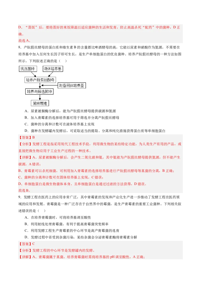 考点通关卷34发酵工程（解析版）_2025年新高考资料_一轮复习_2025年高考生物一轮复习考点通关卷（新高考通用）
