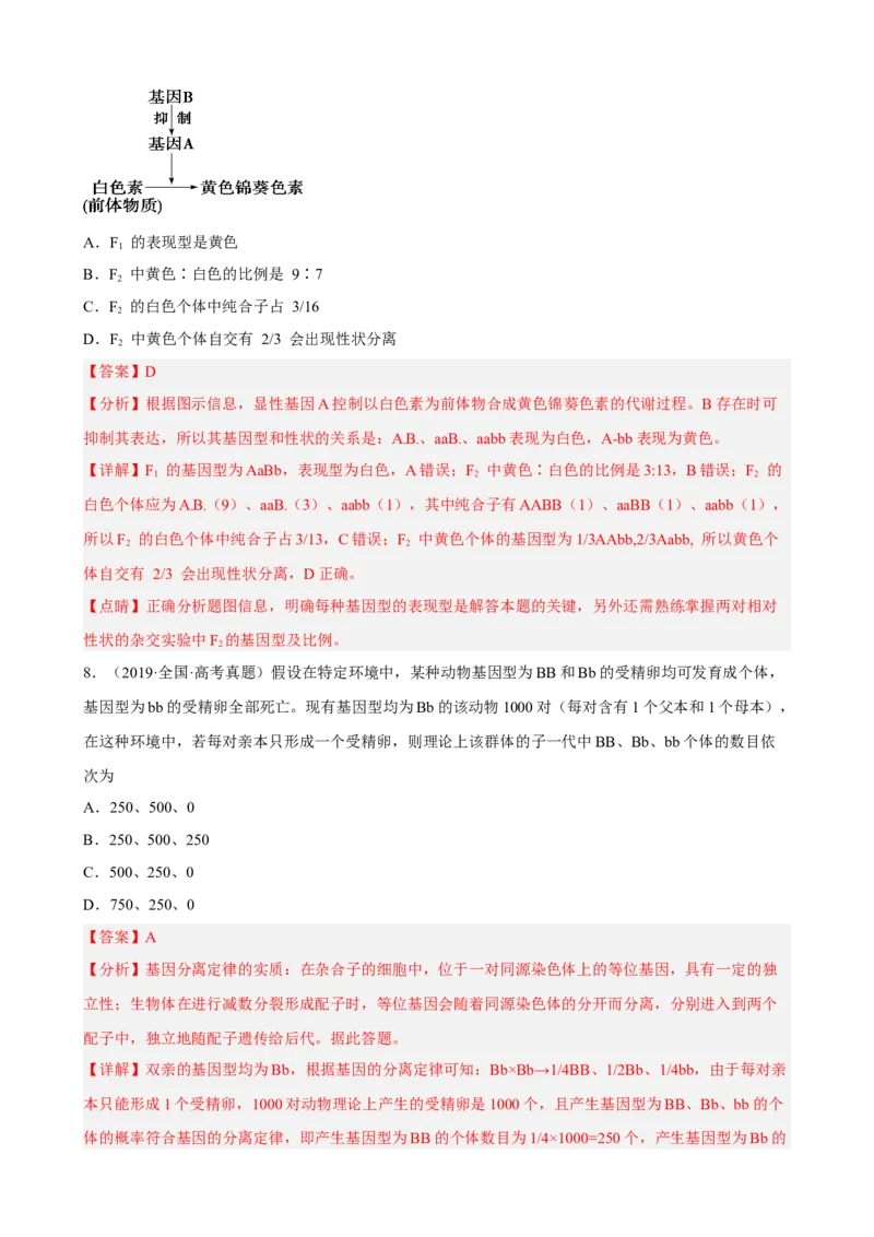 解密06遗传的基本规律（分层训练)（解析版）_新高考复习资料_2023年新高考复习资料_二轮复习_高频考点解密2023年高考生物二轮复习讲义+分层训练（全国通用）288808838