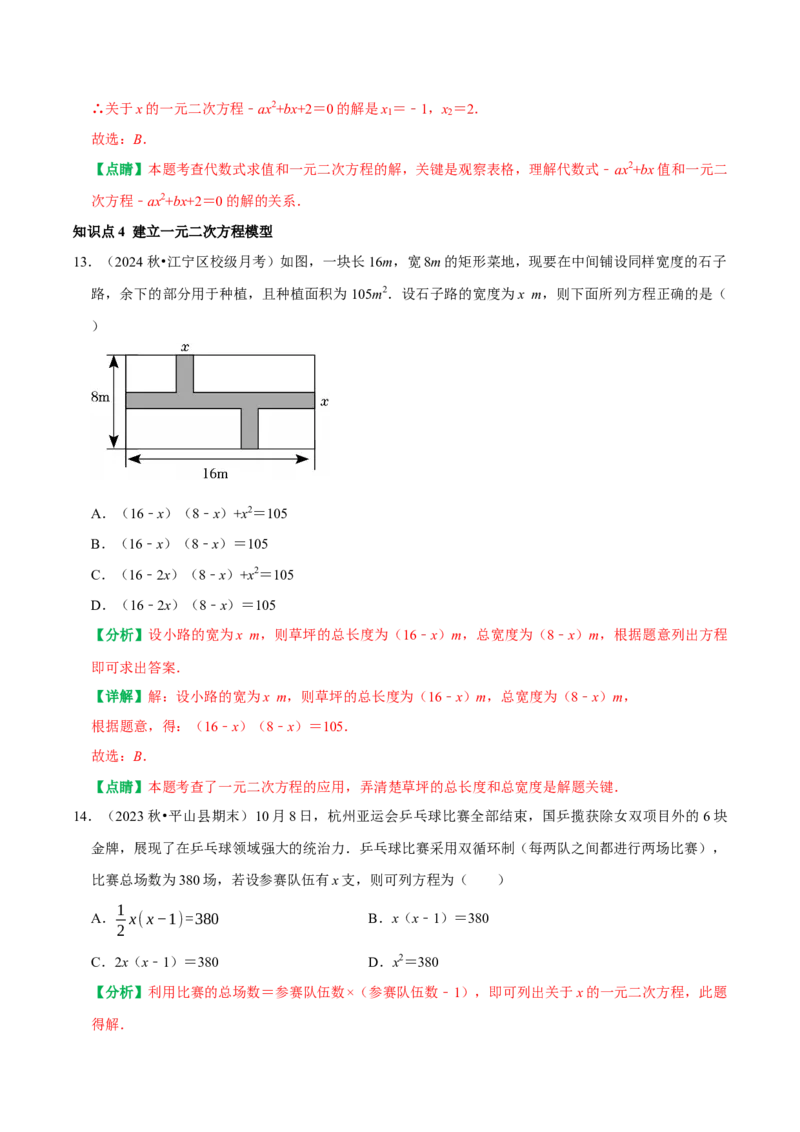 21.1一元二次方程（解析版）（人教版）_人教版数学九年级上册_版本二_九年级数学上册（人教版）_专题训练+提分专项训练-V6_2026版