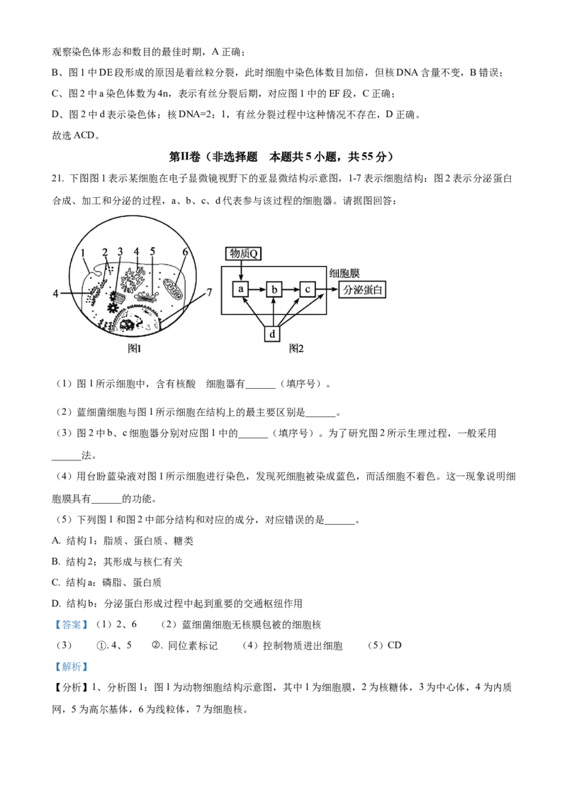 黑龙江省黑河市龙西北高中名校联盟2024-2025学年高一下学期开学考试生物试题Word版含解析_2025年04月试卷_0412黑龙江省黑河市龙西北高中名校联盟2024-2025学年高一下学期开学联考
