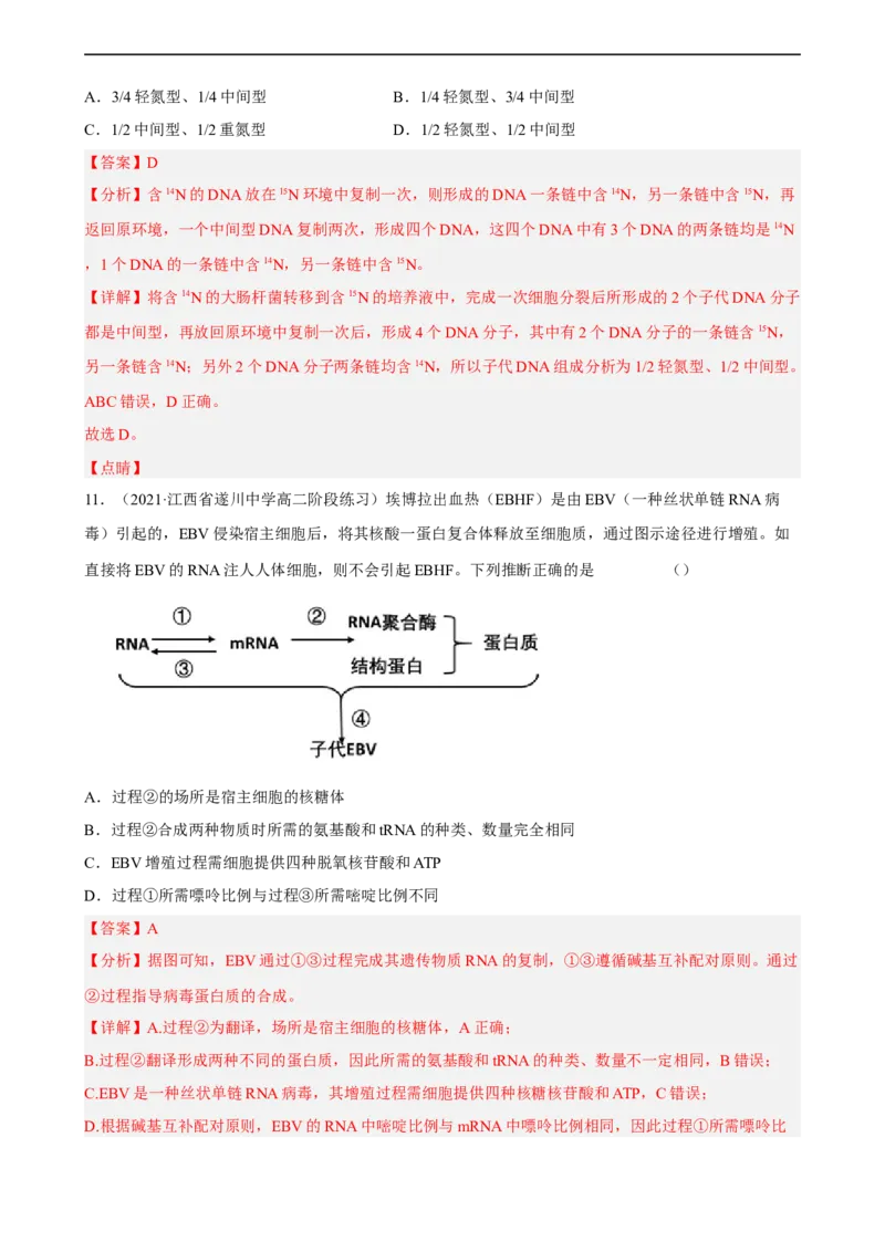 解密08遗传的分子学基础（分层训练)（解析版）_通用版（老高考）复习资料_2023年复习资料_二轮复习_高频考点解密2023年高考生物二轮复习讲义+分层训练（全国通用）