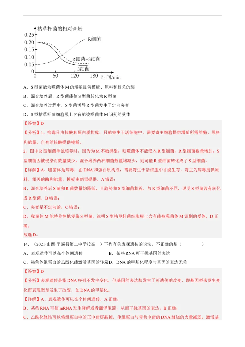 解密08遗传的分子学基础（分层训练)（解析版）_通用版（老高考）复习资料_2023年复习资料_二轮复习_高频考点解密2023年高考生物二轮复习讲义+分层训练（全国通用）