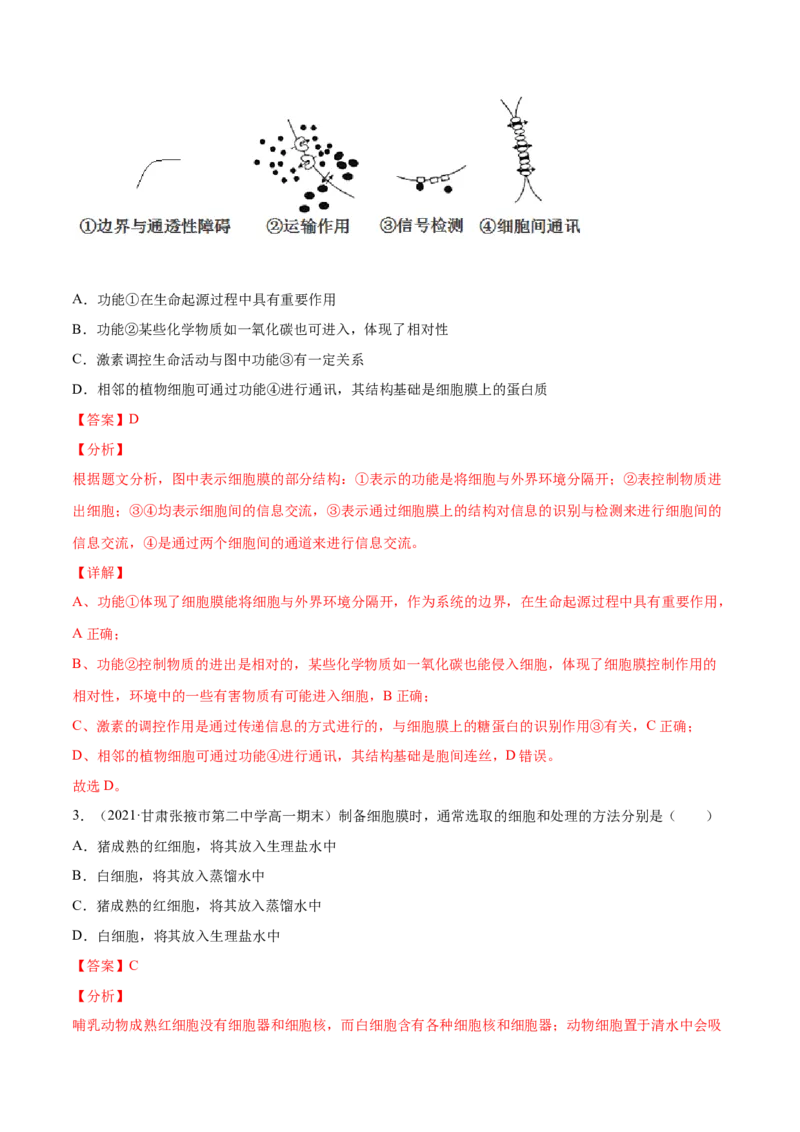 解密02细胞器与生物膜系统（分层训练）（解析版）_新高考复习资料_2021年新高考资料_高频考点解密2021年高考生物二轮复习讲义+分层训练4.7更新