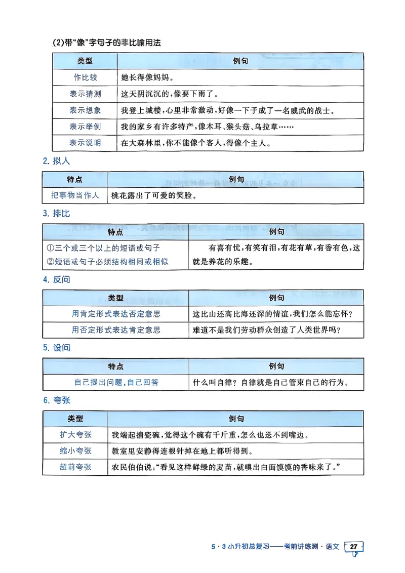 语文《53小升初知识汇总》26春_2026春小升初总复习语文数学英语《53考前讲练测》含答案_语文《53小升初总复习考前讲练测》26春