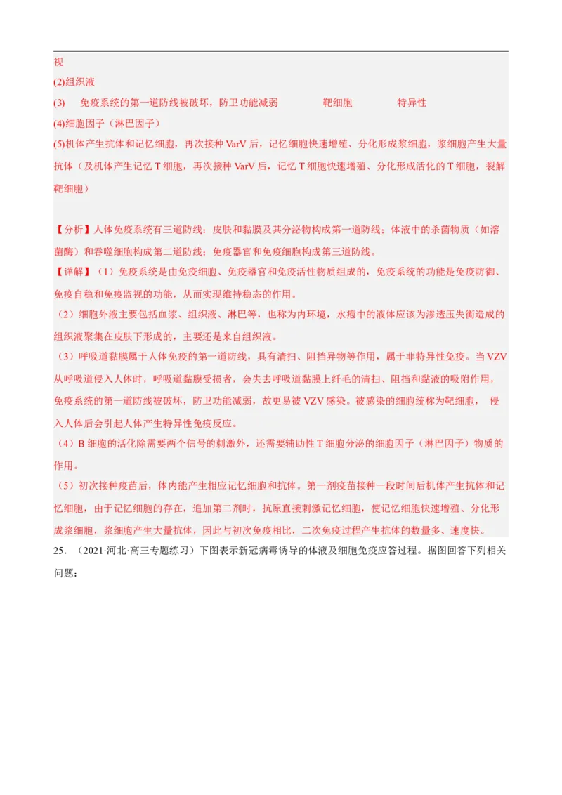 解密13免疫调节（分层训练)（解析版）_通用版（老高考）复习资料_2023年复习资料_二轮复习_高频考点解密2023年高考生物二轮复习讲义+分层训练（全国通用）