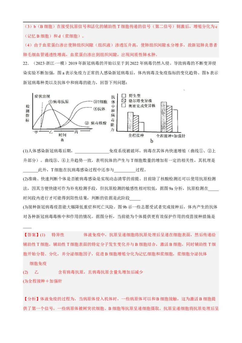 解密13免疫调节（分层训练)（解析版）_通用版（老高考）复习资料_2023年复习资料_二轮复习_高频考点解密2023年高考生物二轮复习讲义+分层训练（全国通用）