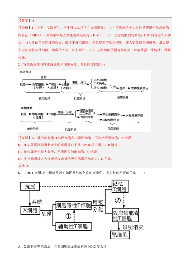 解密13免疫调节（分层训练)（解析版）_通用版（老高考）复习资料_2023年复习资料_二轮复习_高频考点解密2023年高考生物二轮复习讲义+分层训练（全国通用）