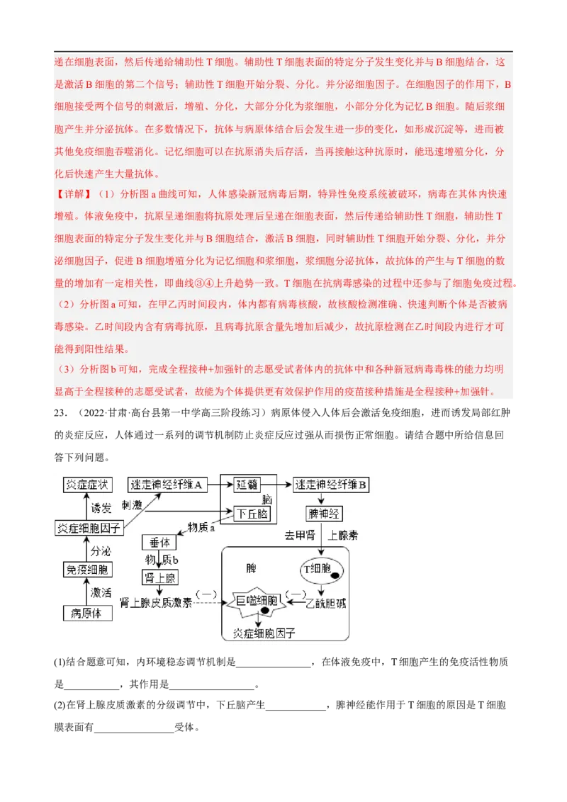 解密13免疫调节（分层训练)（解析版）_通用版（老高考）复习资料_2023年复习资料_二轮复习_高频考点解密2023年高考生物二轮复习讲义+分层训练（全国通用）