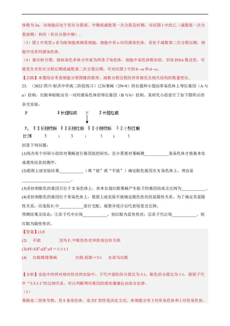 解密07遗传的细胞学基础（分层训练)（解析版）_通用版（老高考）复习资料_2023年复习资料_二轮复习_高频考点解密2023年高考生物二轮复习讲义+分层训练（全国通用）