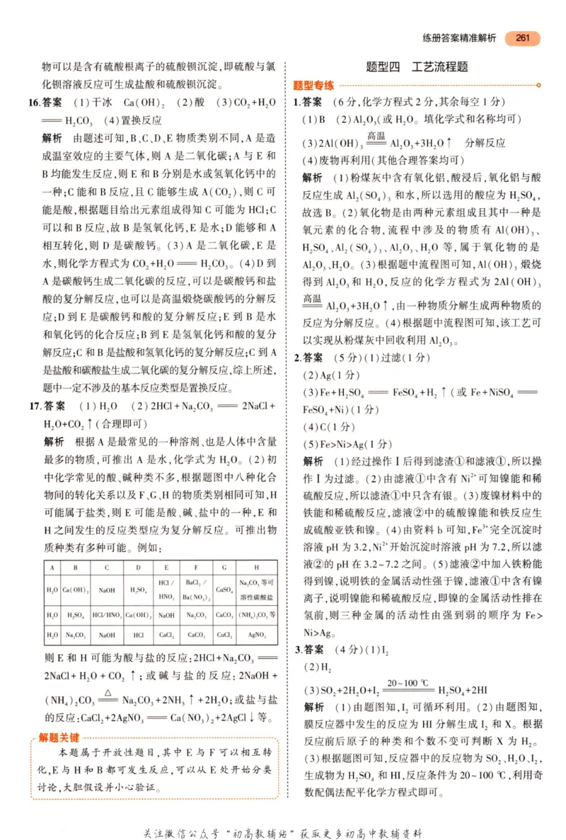 2023版《5年中考3年模拟》中考化学答案_53中考总复习_2023版
