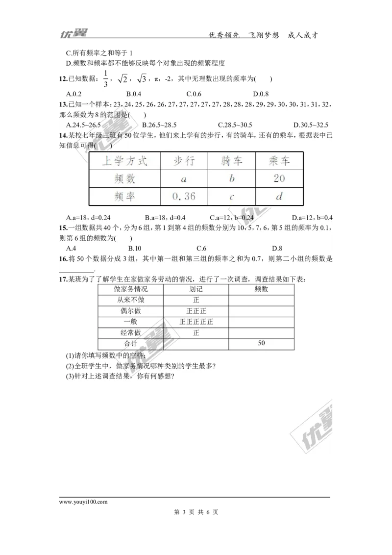 5.1频数与频率_湘教版初中数学课件_数学湘教版8下教案PPT课件配套资料_数学湘教版初中8年级下册习题试题_同步练习