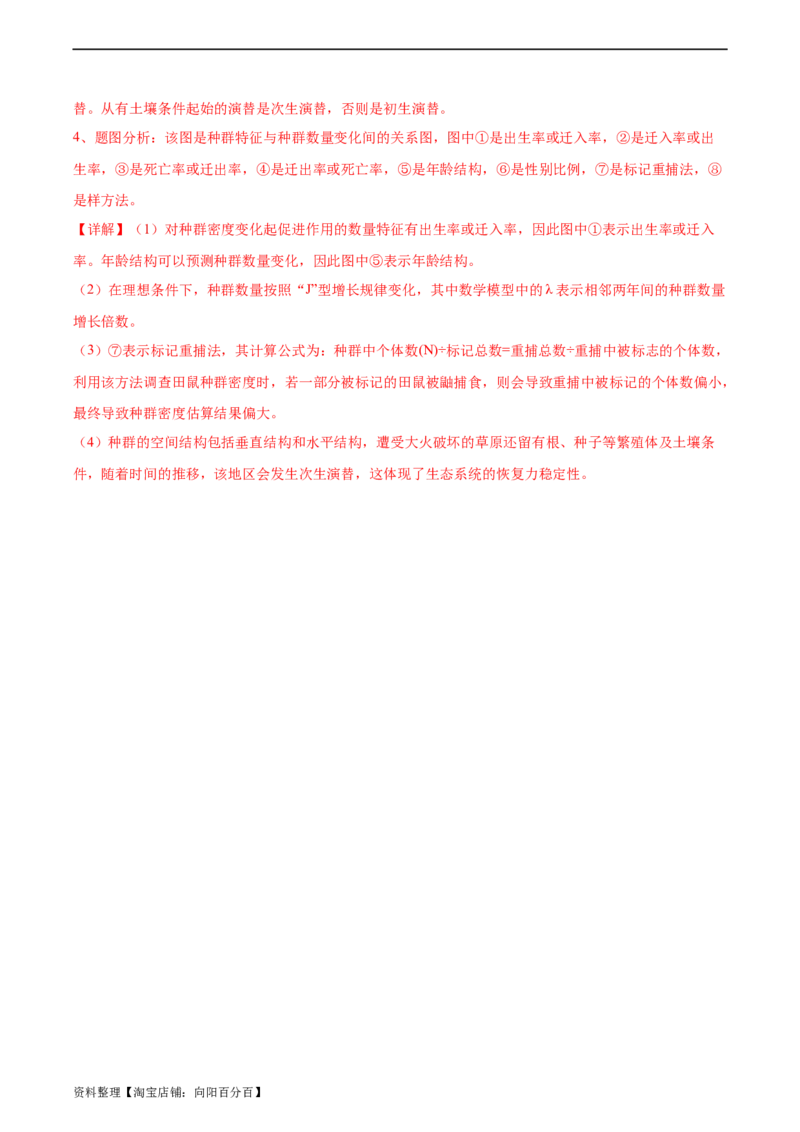 考点通关卷31种群和群落（解析版）_新高考复习资料_2024年新高考复习资料_一轮复习资料_完2024年高考生物一轮复习考点通关卷（新高考）_考点通关卷31种群和群落
