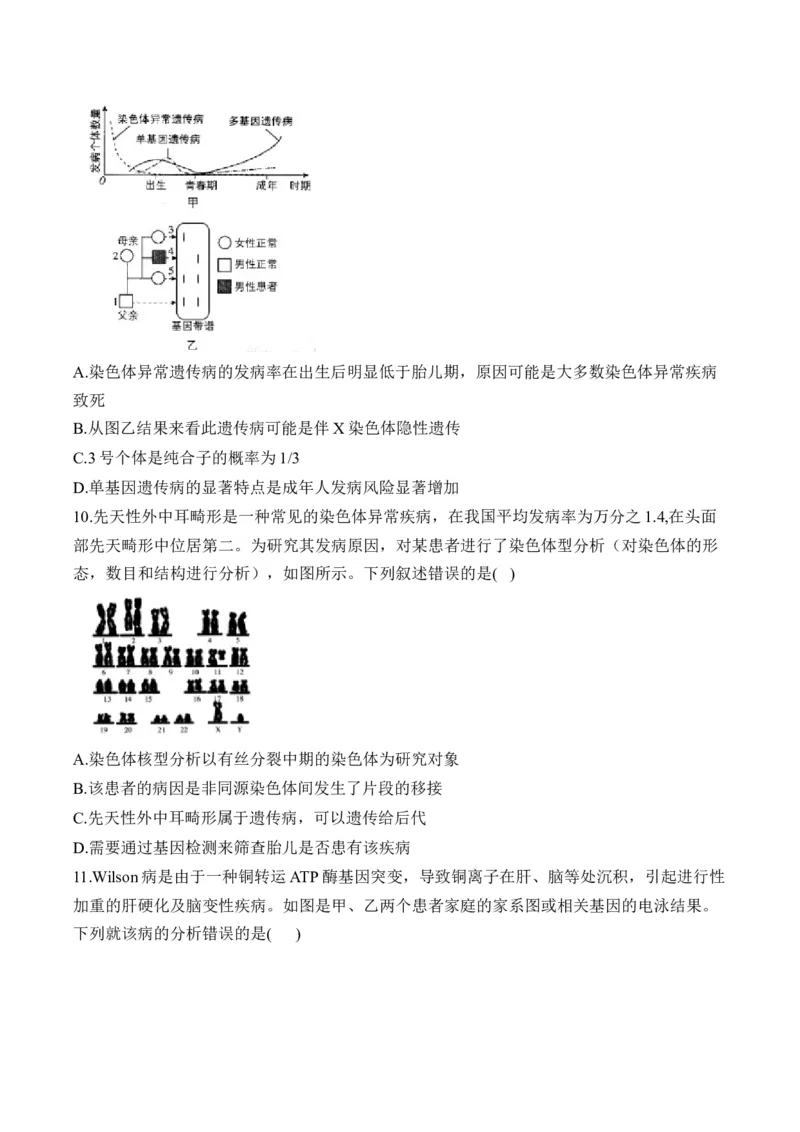 （12）伴性遗传和人类遗传病&mdash;&mdash;2025届高考生物二轮复习易错重难提升（含解析）_2025年新高考资料_二轮复习_2025届高考生物二轮复习易错重难提升（含解析）