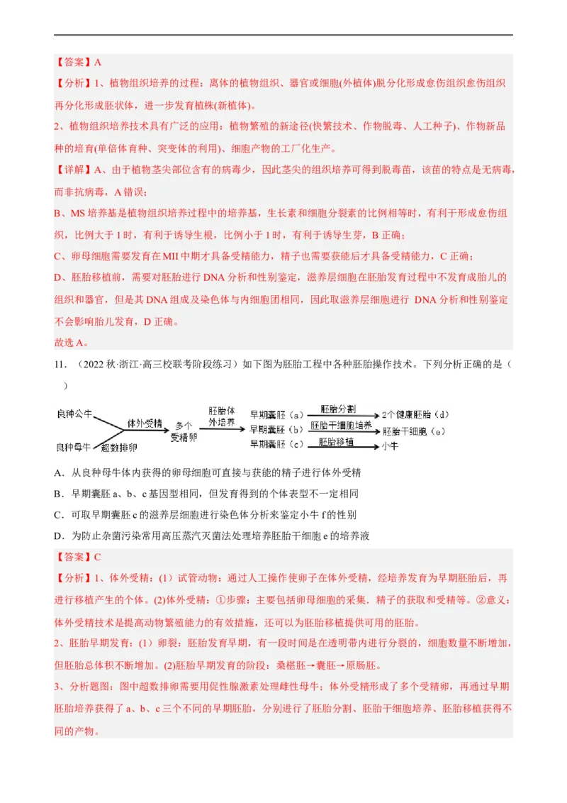 解密18细胞工程（分层训练)（解析版）_通用版（老高考）复习资料_2023年复习资料_二轮复习_高频考点解密2023年高考生物二轮复习讲义+分层训练（全国通用）