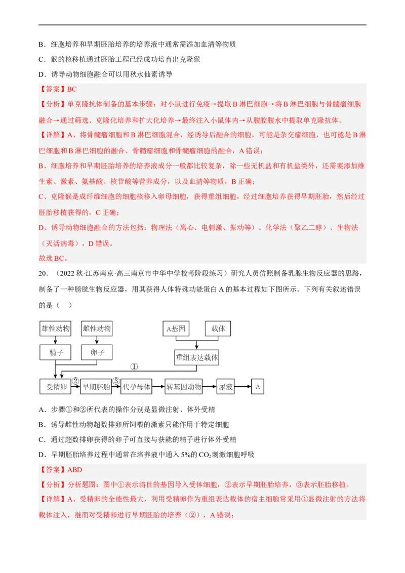 解密18细胞工程（分层训练)（解析版）_通用版（老高考）复习资料_2023年复习资料_二轮复习_高频考点解密2023年高考生物二轮复习讲义+分层训练（全国通用）
