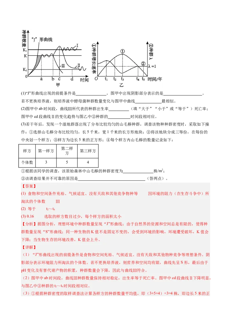 考点通关卷30种群和群落（解析版）_2025年新高考资料_一轮复习_2025年高考生物一轮复习考点通关卷（新高考通用）