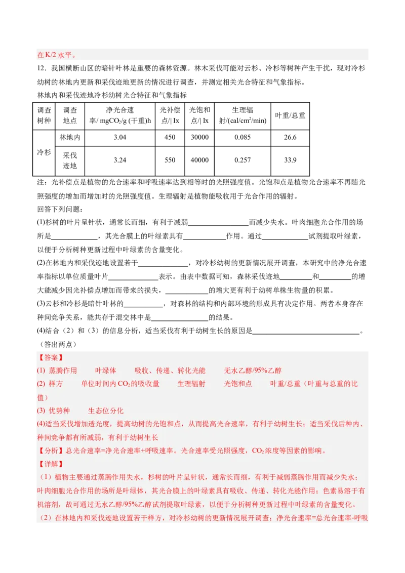 考点通关卷30种群和群落（解析版）_2025年新高考资料_一轮复习_2025年高考生物一轮复习考点通关卷（新高考通用）