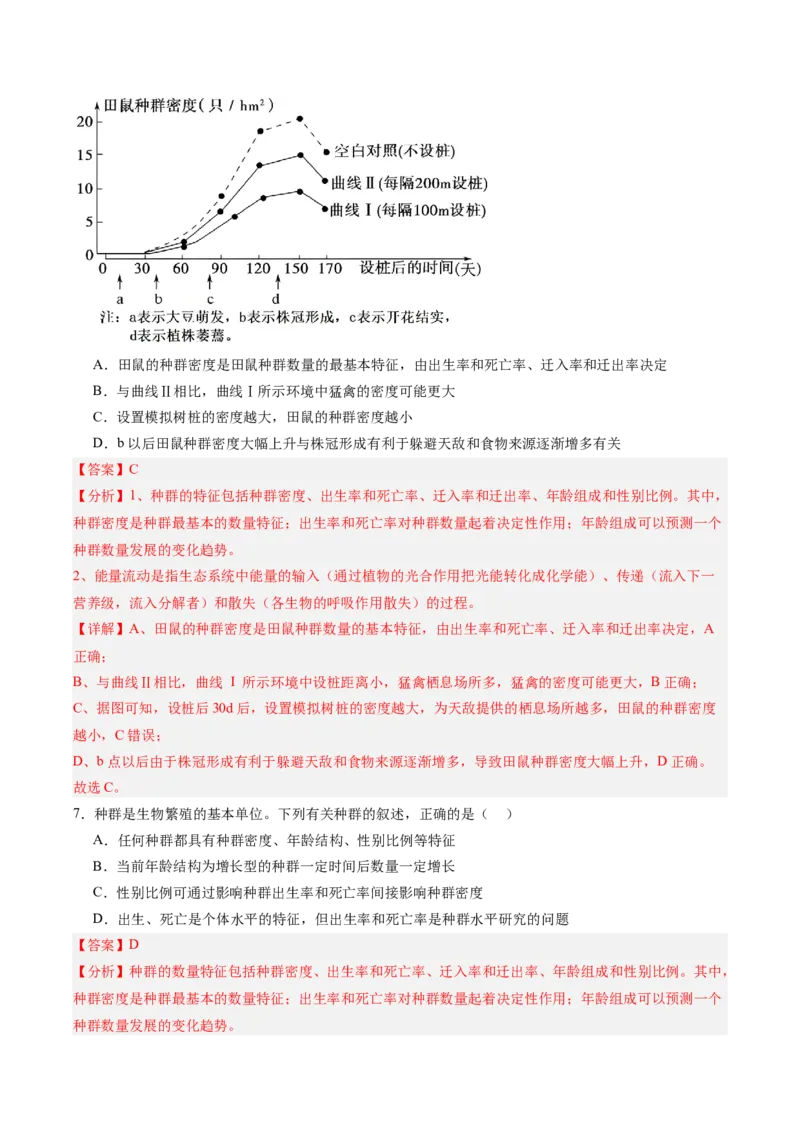 考点通关卷30种群和群落（解析版）_2025年新高考资料_一轮复习_2025年高考生物一轮复习考点通关卷（新高考通用）