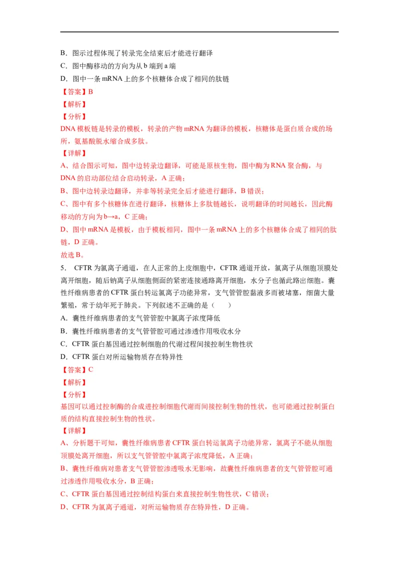 重难点11基因的表达（解析版）_通用版（老高考）复习资料_2023年复习资料_专项复习_2023年高考生物热点&middot;重点&middot;难点专练（全国通用）