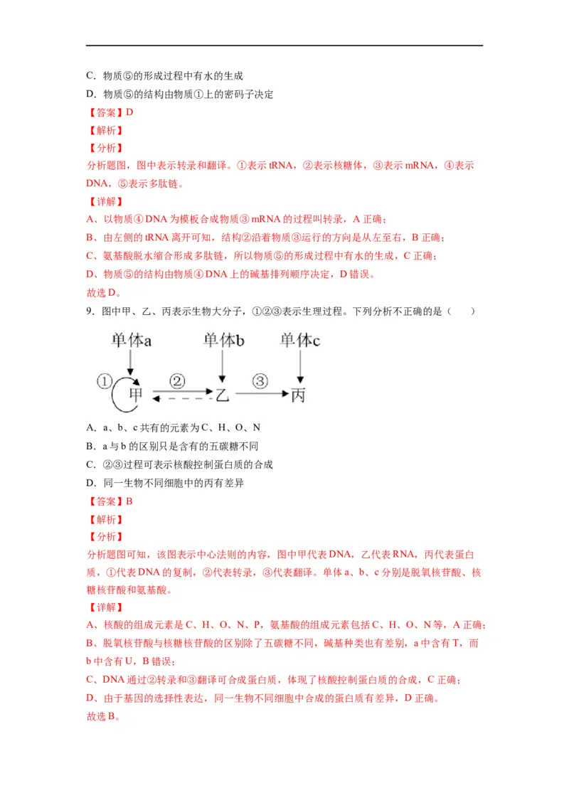 重难点11基因的表达（解析版）_通用版（老高考）复习资料_2023年复习资料_专项复习_2023年高考生物热点&middot;重点&middot;难点专练（全国通用）