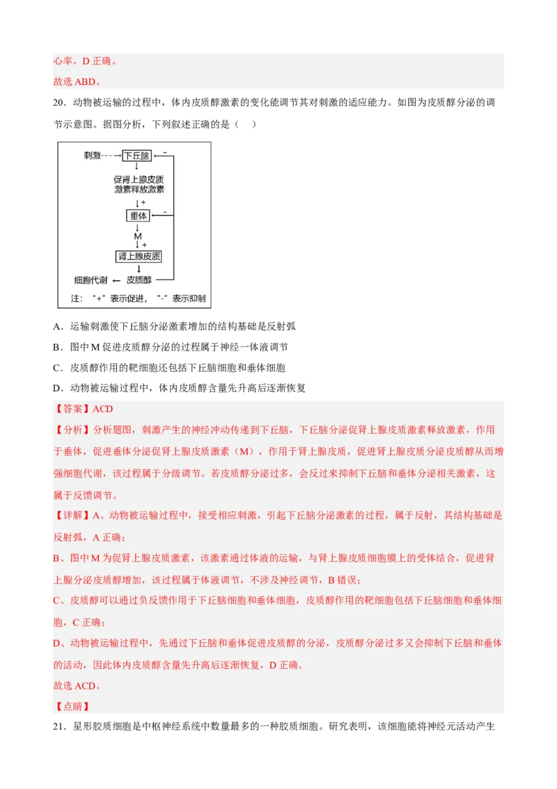 解密11神经调节（分层训练)（解析版）_新高考复习资料_2023年新高考复习资料_二轮复习_高频考点解密2023年高考生物二轮复习讲义+分层训练（全国通用）288808838