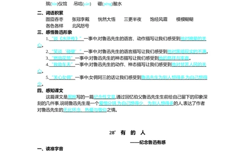第八单元核心考点清单_6上语文-保存转存之后查看_10单元知识总结部编六上语文