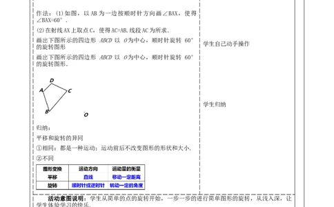 23.1.2图形的旋转教学设计_人教版数学九年级上册_版本二_九年级数学上册（人教版）_大单元教学课件+教学设计-U42_第二十三章旋转_23.1.2图形的旋转课件（25张PPT）+教案+大单元教学设计