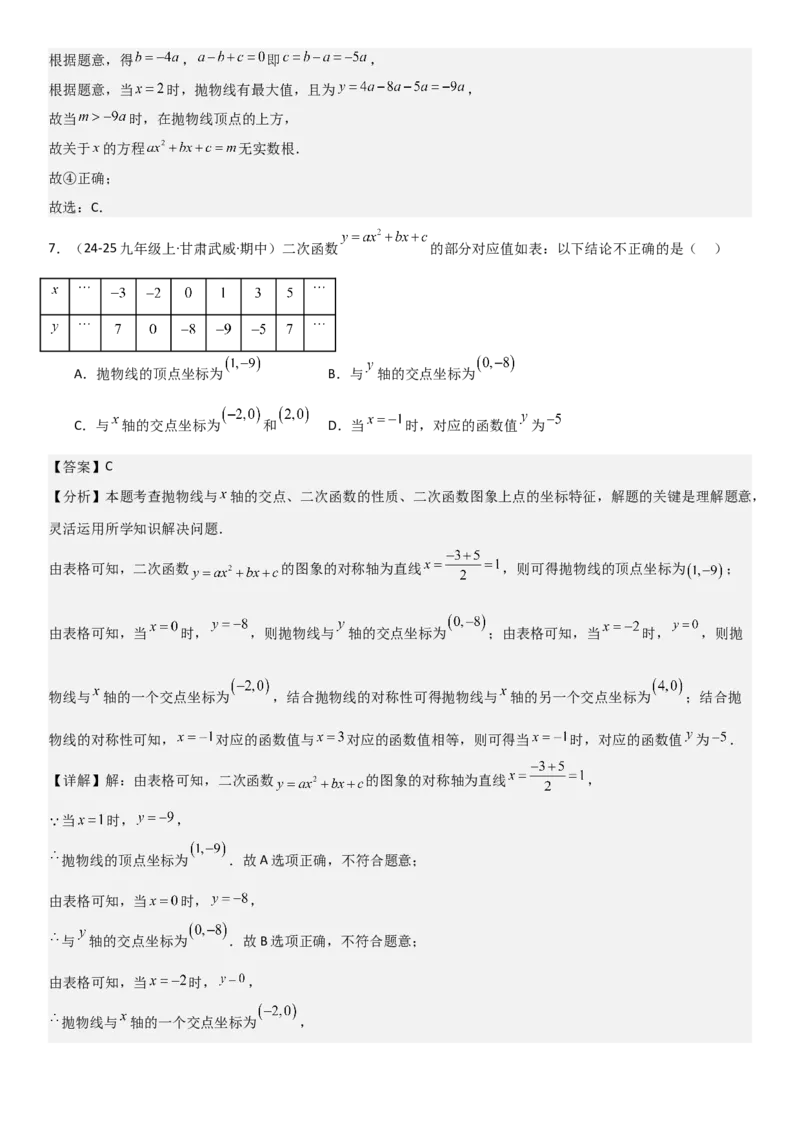 22.2二次函数与一元二次方程（八大考点+八大题型）（人教版）教师版_人教版数学九年级上册_版本二_九年级数学上册（人教版）_考点题型技巧高分突破-U360_2026版