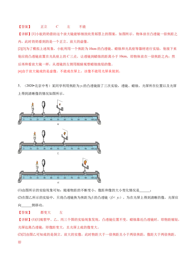 专题19光学实验（教师版）_北京中考物理c_2026北京中考物理专用5年中考真题和1年模拟题分类汇编(2021-2025)_5年（2020-2024）中考物理真题分类汇编（北京专用）