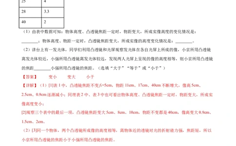 专题19光学实验（教师版）_北京中考物理c_2026北京中考物理专用5年中考真题和1年模拟题分类汇编(2021-2025)_5年（2020-2024）中考物理真题分类汇编（北京专用）