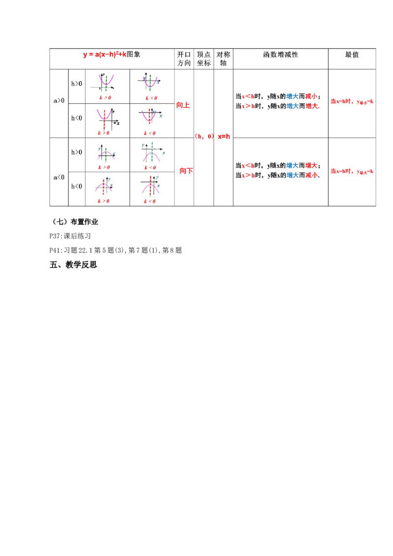 22.1.3二次函数y=a(x-h)^2+k的图象和性质（第3课时）（教学设计）-（人教版）_人教版数学九年级上册_版本二_九年级数学上册（人教版）_教学设计