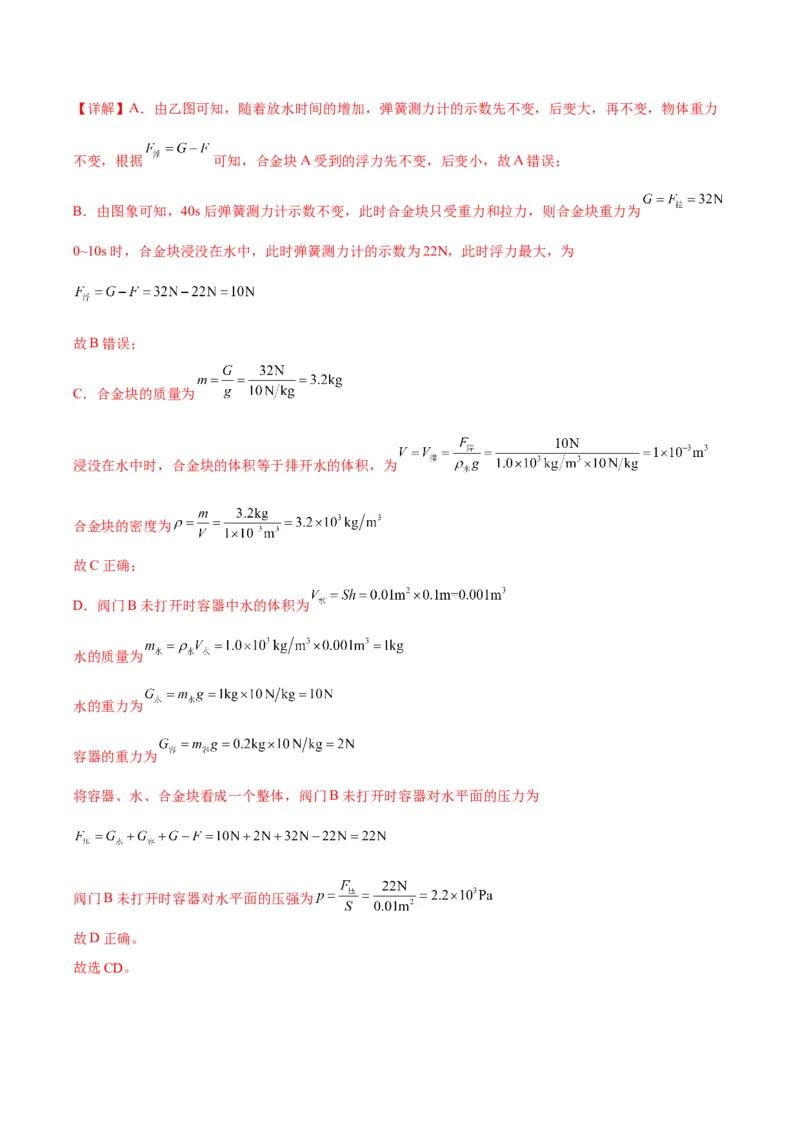 专题05浮力（教师版）_北京中考物理c_2026北京中考物理专用5年中考真题和1年模拟题分类汇编(2021-2025)_5年（2020-2024）中考物理真题分类汇编（北京专用）