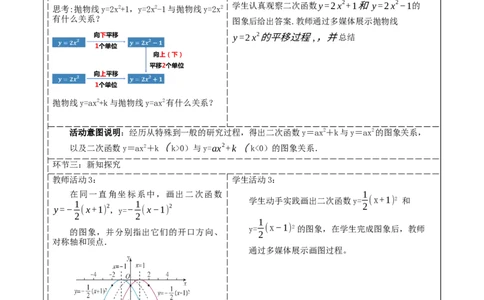 22.1.3二次函数y=a〖(x-h)〗^2+k的图象与性质_人教版数学九年级上册_版本二_九年级数学上册（人教版）_大单元教学课件+教学设计-U42_第二十二章二次函数