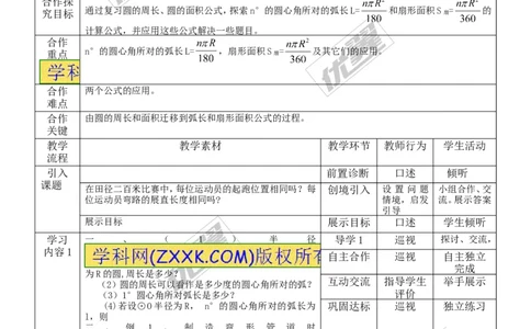 24.4第1课时弧长和扇形面积3_人教版数学九年级上册_版本一_人教版数学九年级上册（RJ）--2教案_人教版数学九年级上册（RJ）--2教案