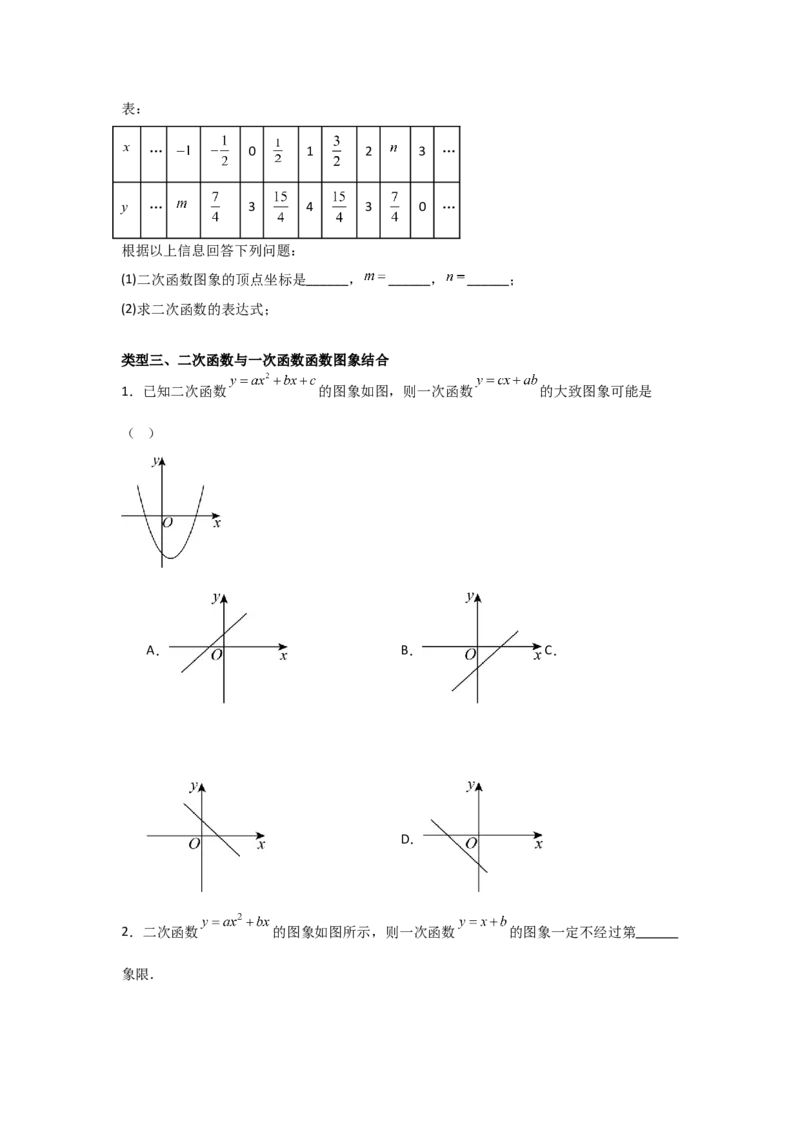 22.1二次函数的图象和性质-（人教版）（学生版）_人教版数学九年级上册_版本二_九年级数学上册（人教版）_基础中等题型过关专练-U343_2026版
