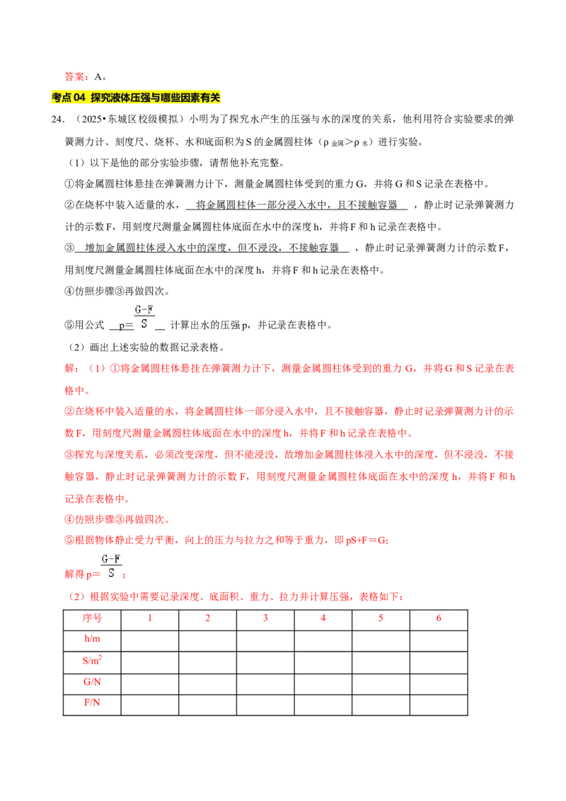 专题08压强（北京专用）（教师版）_北京中考物理c_2026北京中考物理专用5年中考真题和1年模拟题分类汇编(2021-2025)_5年（2021-2025）中考物理真题分类汇编（北京专用）