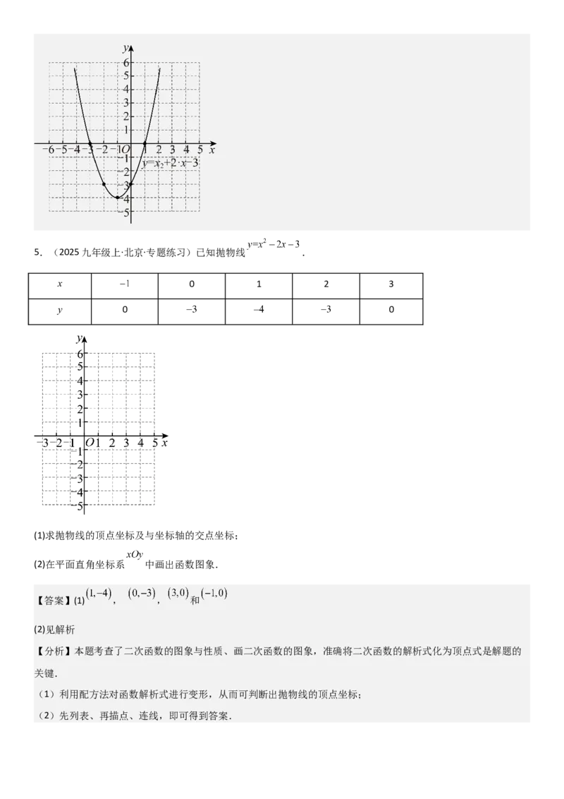 22.1.4二次函数y=ax2+bx+c（a&ne;0）的图象和性质（十大考点+十大题型）教师版_人教版数学九年级上册_版本二_九年级数学上册（人教版）_考点题型技巧高分突破-U360_2026版