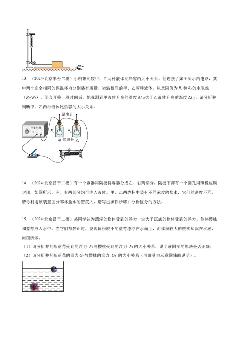 专题24设计实验与简答（学生版）_北京中考物理c_2026北京中考物理专用5年中考真题和1年模拟题分类汇编(2021-2025)_5年（2020-2024）中考物理真题分类汇编（北京专用）