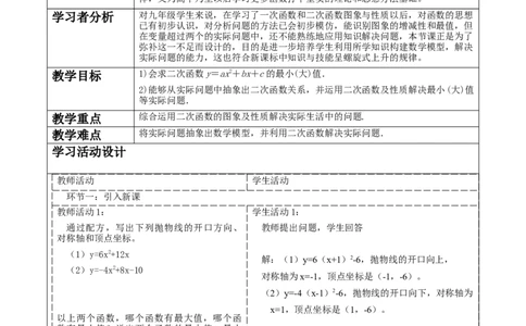 22.3实际问题与二次函数_人教版数学九年级上册_版本二_九年级数学上册（人教版）_大单元教学课件+教学设计-U42_第二十二章二次函数