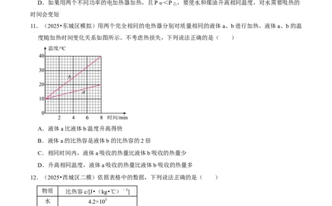 专题12内能及其利用（北京专用）（学生版）_北京中考物理c_2026北京中考物理专用5年中考真题和1年模拟题分类汇编(2021-2025)_5年（2021-2025）中考物理真题分类汇编（北京专用）