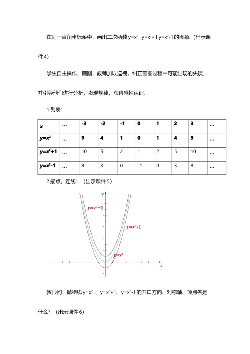 22.1.3二次函数y=a（x-h）&sup2;+k的图象和性质（第1课时）_人教版数学九年级上册_版本二_九年级数学上册（人教版）_教学设计_教案选择1_9上数教案选择1_第二十二章二次函数（教案）